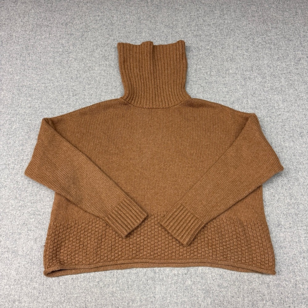 Madewell | Turtleneck Sweater | Small | Brown | Merino Wool Blend Textured Hem